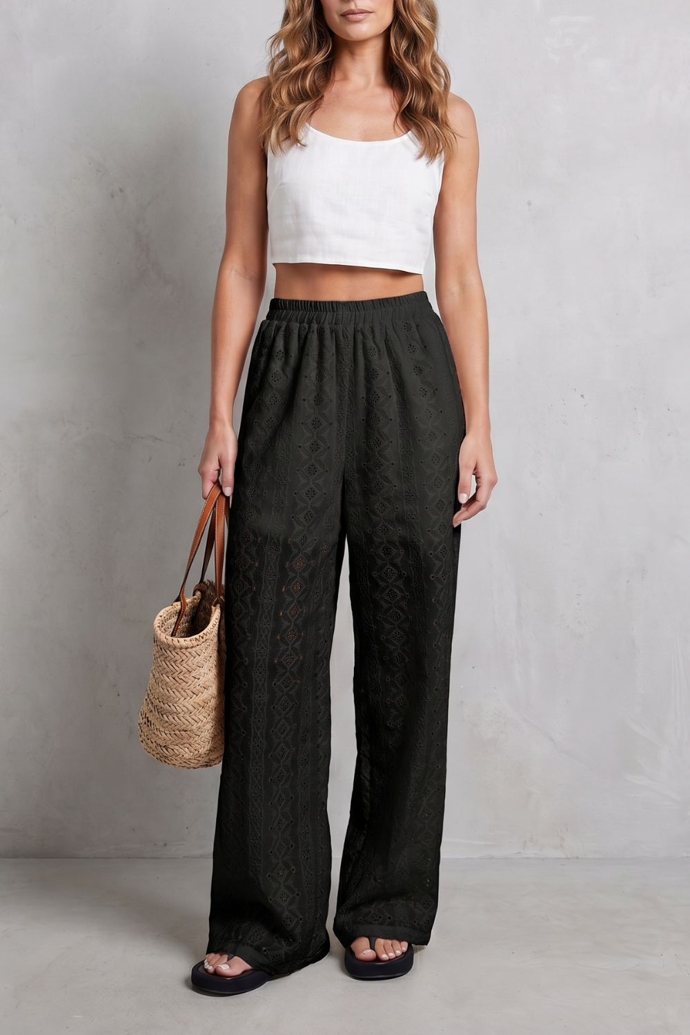 Élodienne – Broderie anglaise grace – Wide-leg trousers-10908685762903-OLVIA ROSE LONDON
