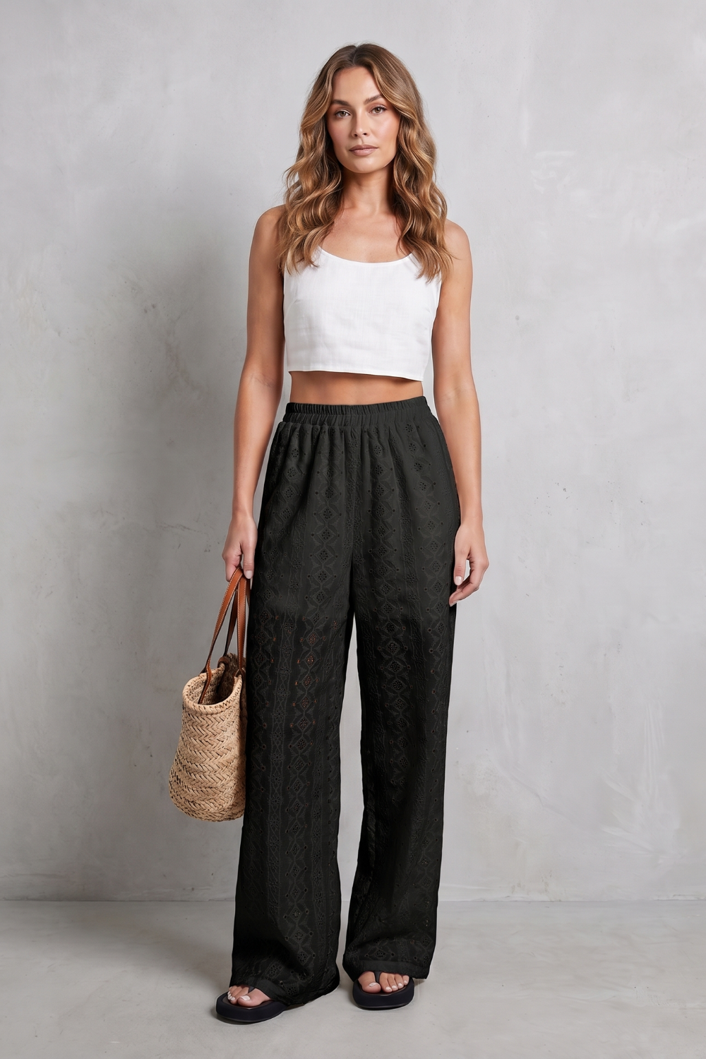 Élodienne – Broderie anglaise grace – Wide-leg trousers-10908685762903-OLVIA ROSE LONDON