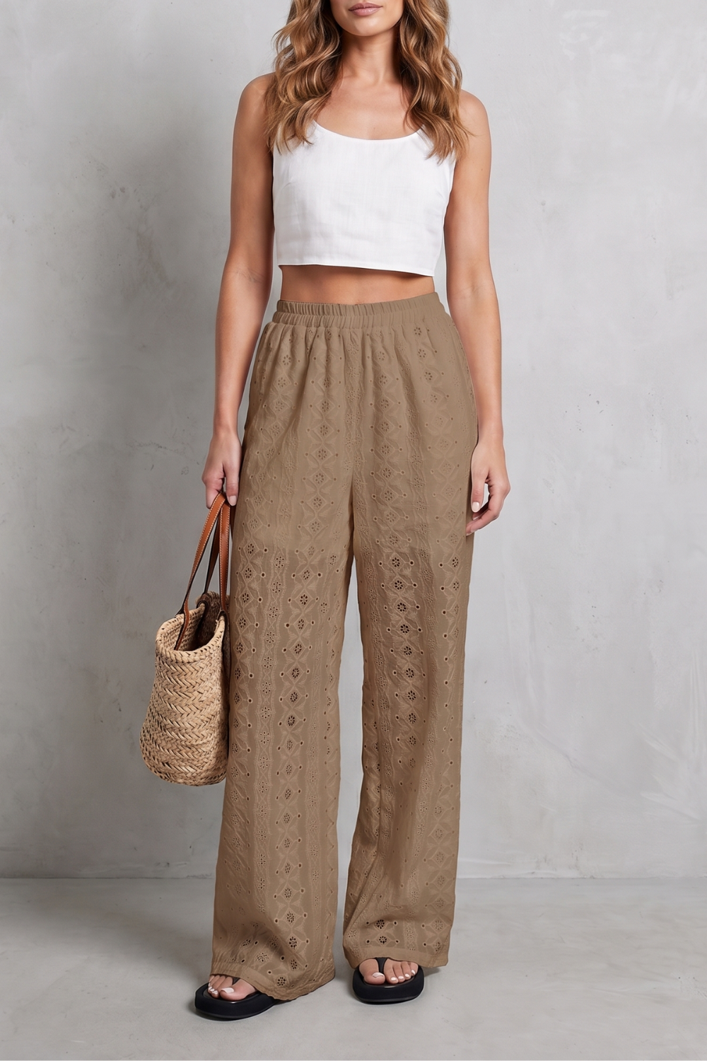 Élodienne – Broderie anglaise grace – Wide-leg trousers-10908685762903-OLVIA ROSE LONDON