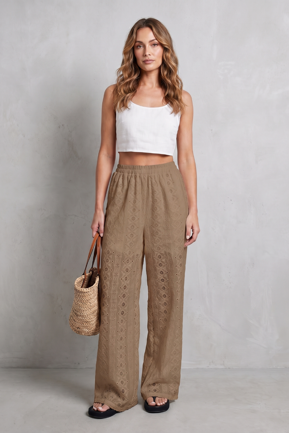 Élodienne – Broderie anglaise grace – Wide-leg trousers-10908685762903-OLVIA ROSE LONDON