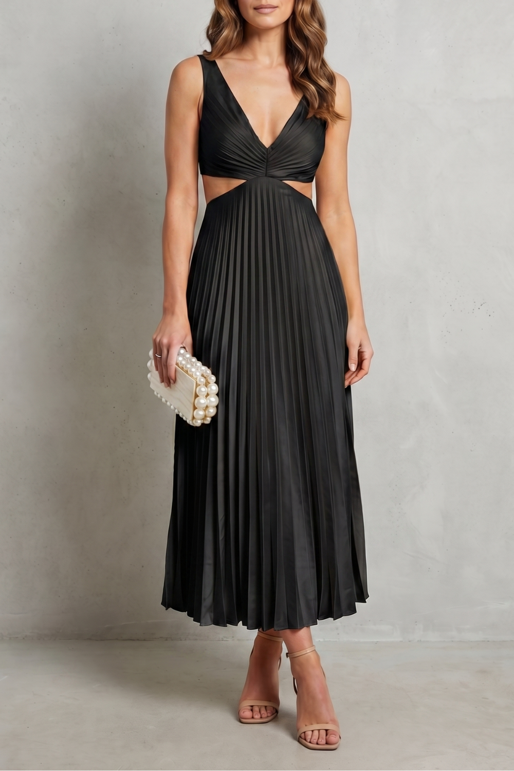 Elodienne – Pleated waist elegance – Maxi dress-10747165770071-OLVIA ROSE LONDON