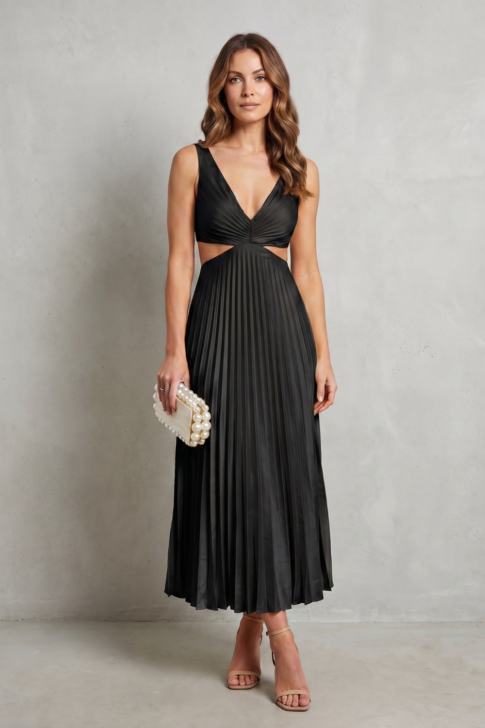 Elodienne – Pleated waist elegance – Maxi dress-10747165770071-OLVIA ROSE LONDON