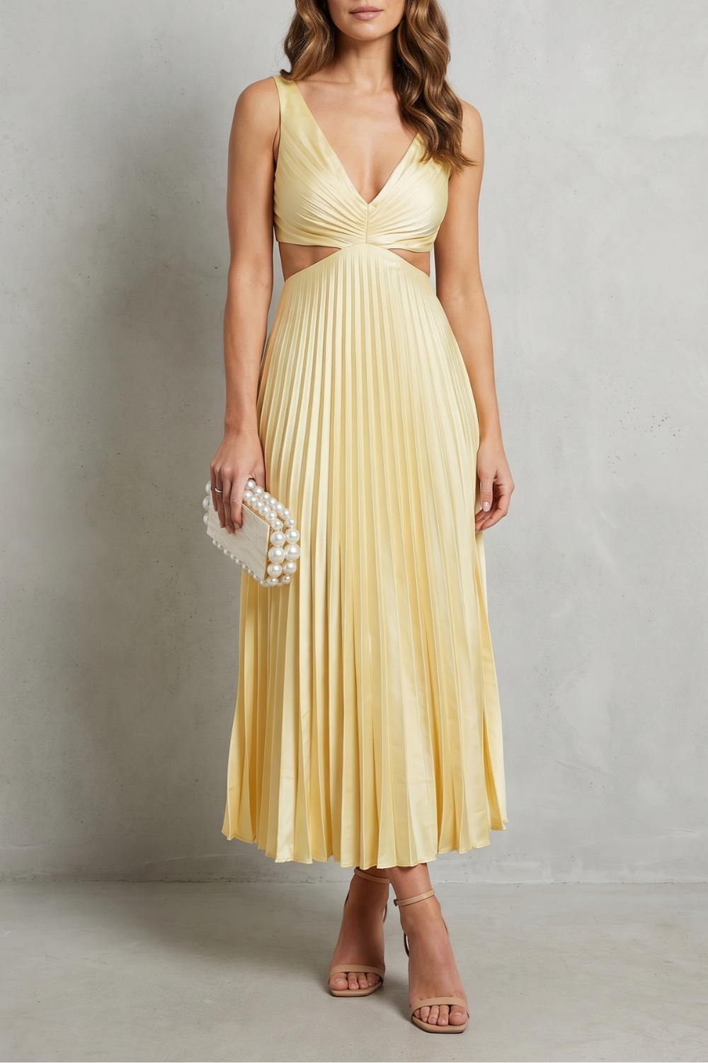 Elodienne – Pleated waist elegance – Maxi dress-10747165770071-OLVIA ROSE LONDON