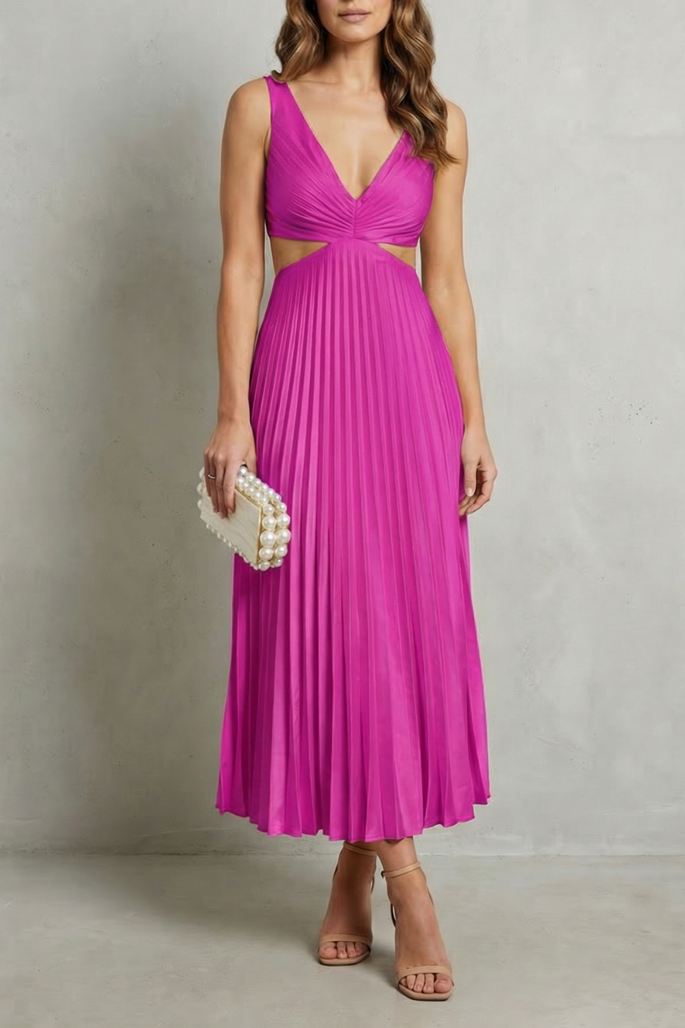 Elodienne – Pleated waist elegance – Maxi dress-10747165770071-OLVIA ROSE LONDON