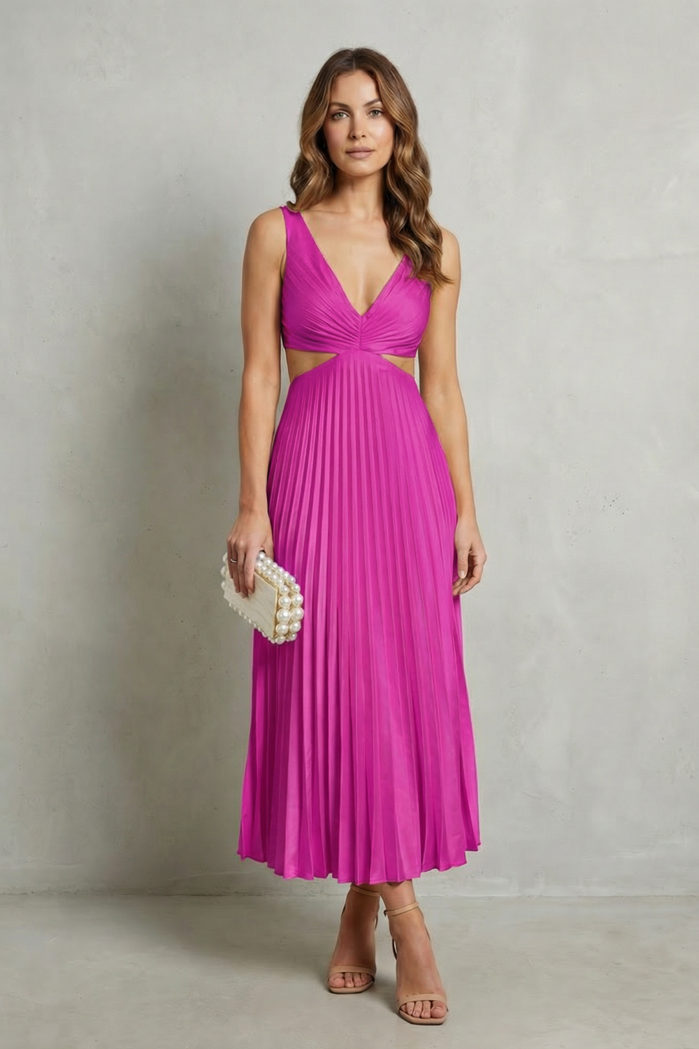 Elodienne – Pleated waist elegance – Maxi dress-10747165770071-OLVIA ROSE LONDON