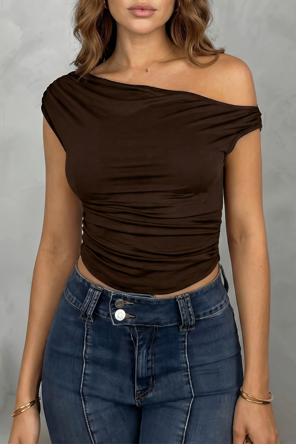 Elovienne – Asymmetric ruched silhouette – One shoulder top-10757700682071-OLVIA ROSE LONDON