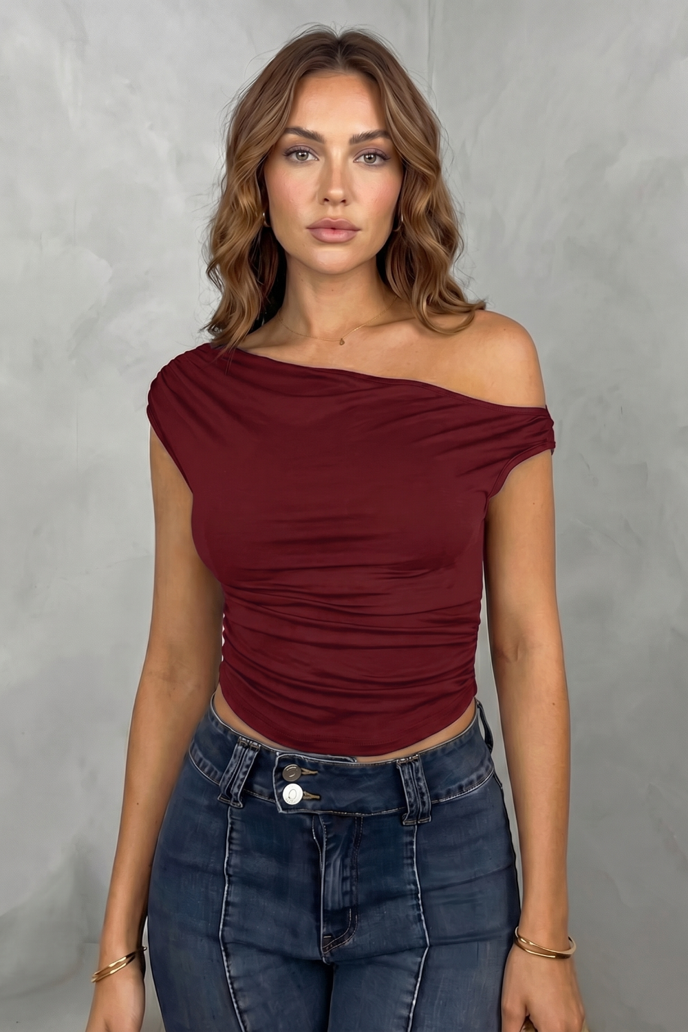 Elovienne – Asymmetric ruched silhouette – One shoulder top-10757700682071-OLVIA ROSE LONDON