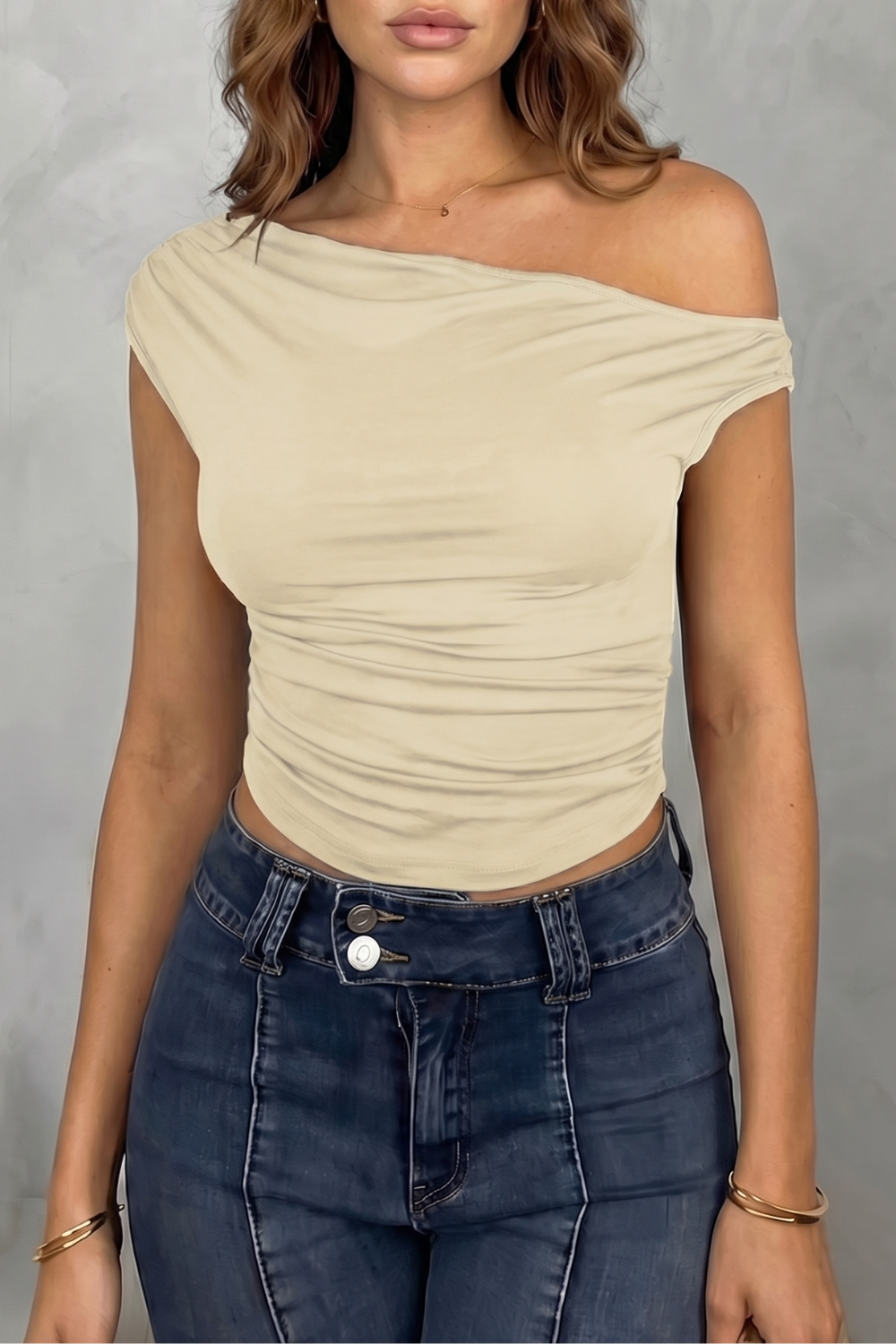 Elovienne – Asymmetric ruched silhouette – One shoulder top-10757700682071-OLVIA ROSE LONDON