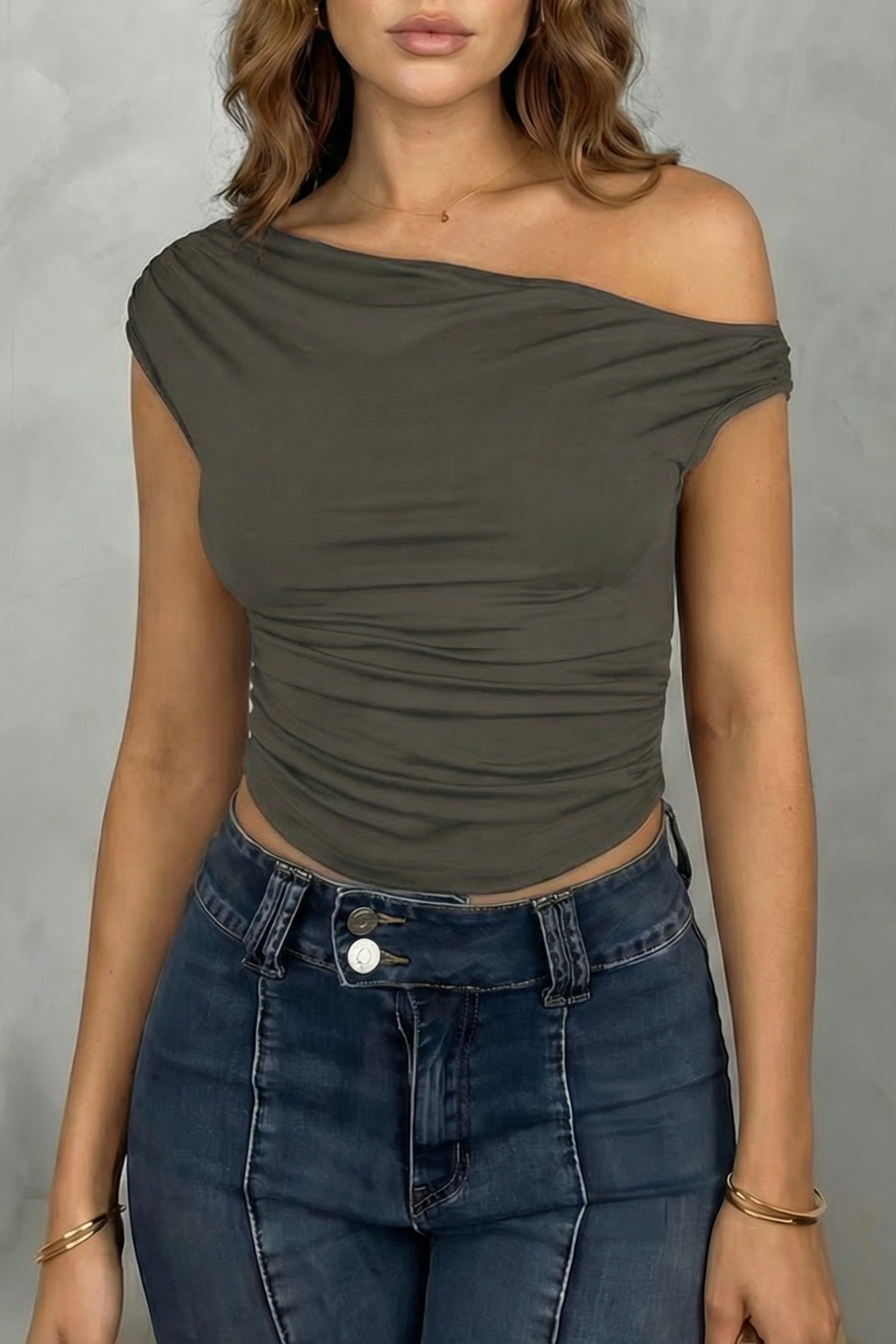 Elovienne – Asymmetric ruched silhouette – One shoulder top-10757700682071-OLVIA ROSE LONDON
