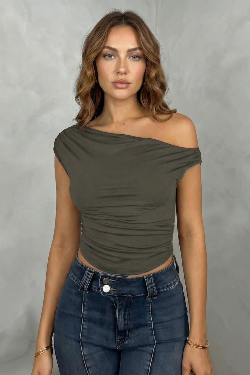 Elovienne – Asymmetric ruched silhouette – One shoulder top-10757700682071-OLVIA ROSE LONDON