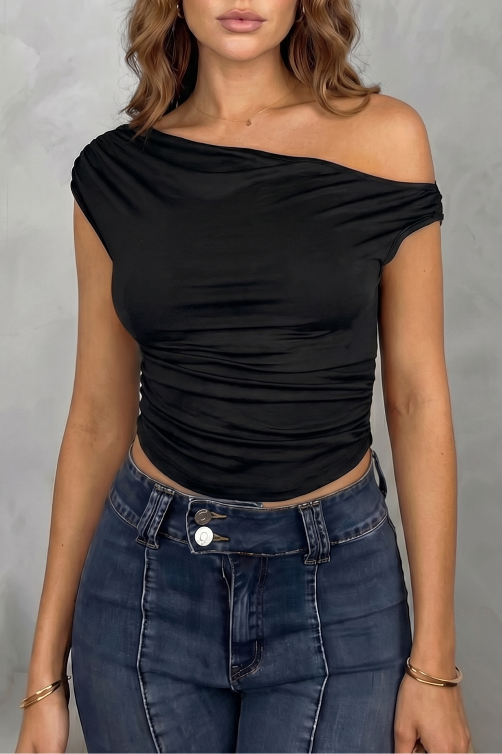 Elovienne – Asymmetric ruched silhouette – One shoulder top-10757700682071-OLVIA ROSE LONDON