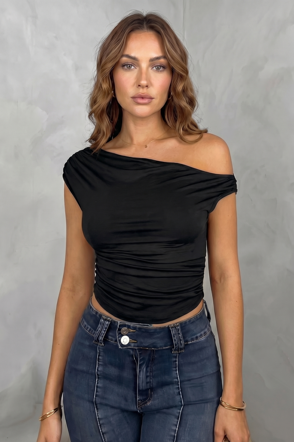Elovienne – Asymmetric ruched silhouette – One shoulder top-10757700682071-OLVIA ROSE LONDON