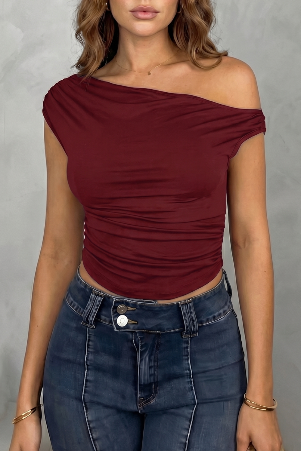 Elovienne – Asymmetric ruched silhouette – One shoulder top-10757700682071-OLVIA ROSE LONDON