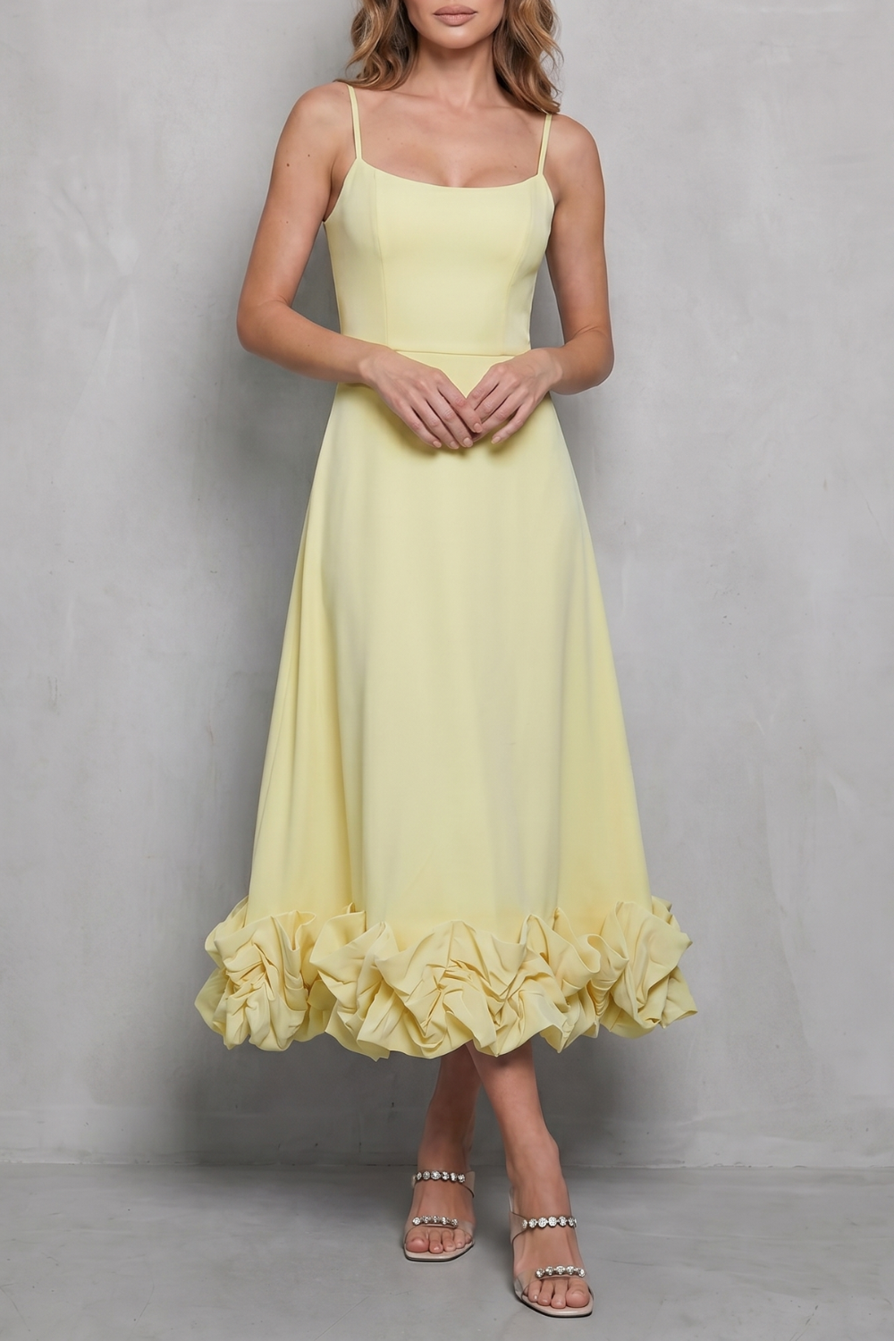Elowenne – Romantic ruffle hem – Sleeveless midi dress-10598761267543-OLVIA ROSE LONDON