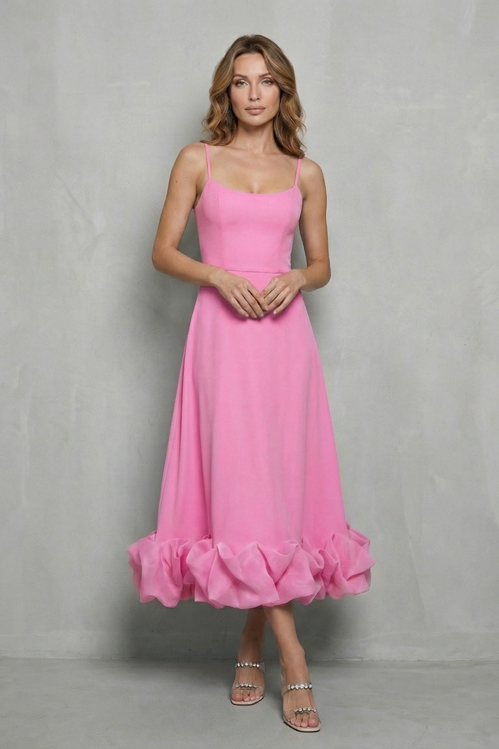 midi ruffle hem dress Elowenne – Romantic ruffle hem – Sleeveless midi dress