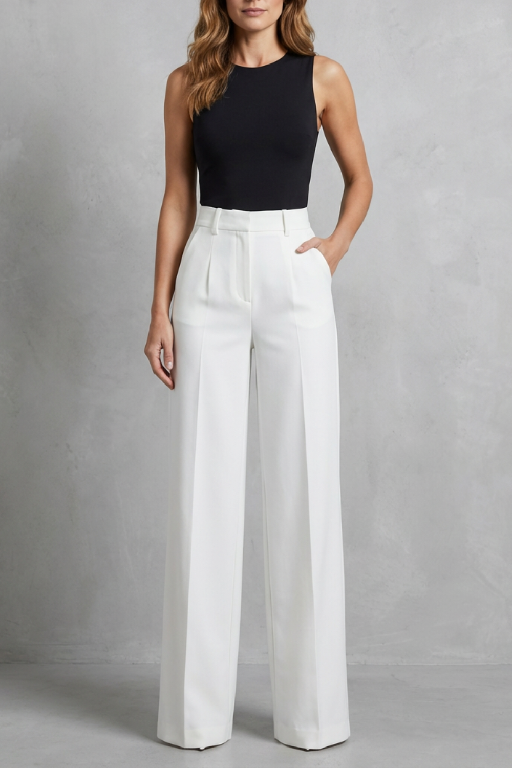 Elozane – Tailored pleats – High-waist wide-leg trousers-10507987943767-OLVIA ROSE LONDON