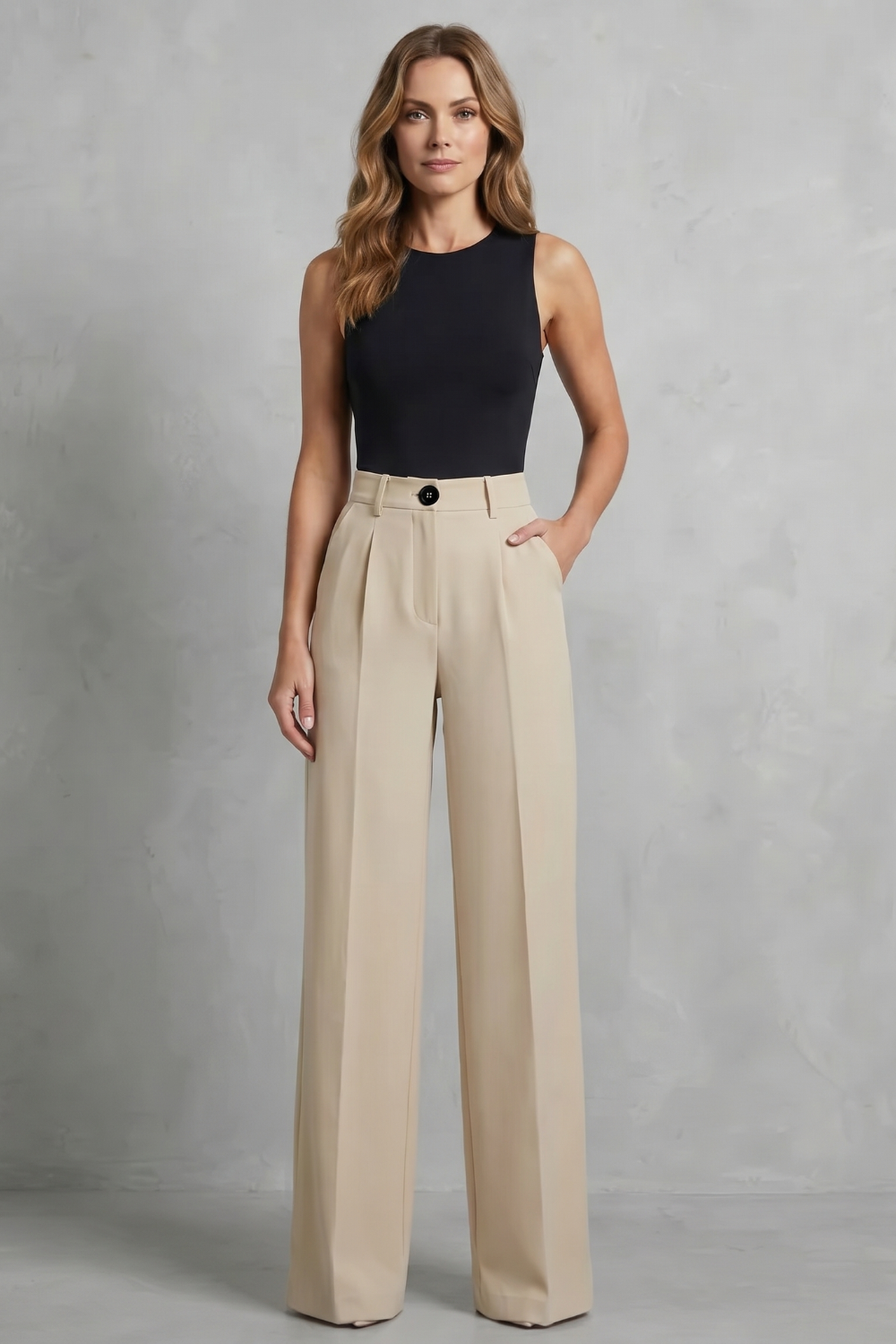 Elozane – Tailored pleats – High-waist wide-leg trousers-10507987943767-OLVIA ROSE LONDON