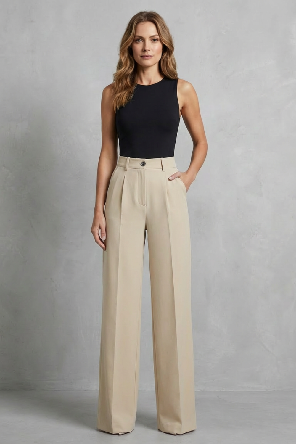 Elozane – Tailored pleats – High-waist wide-leg trousers-10507987943767-OLVIA ROSE LONDON