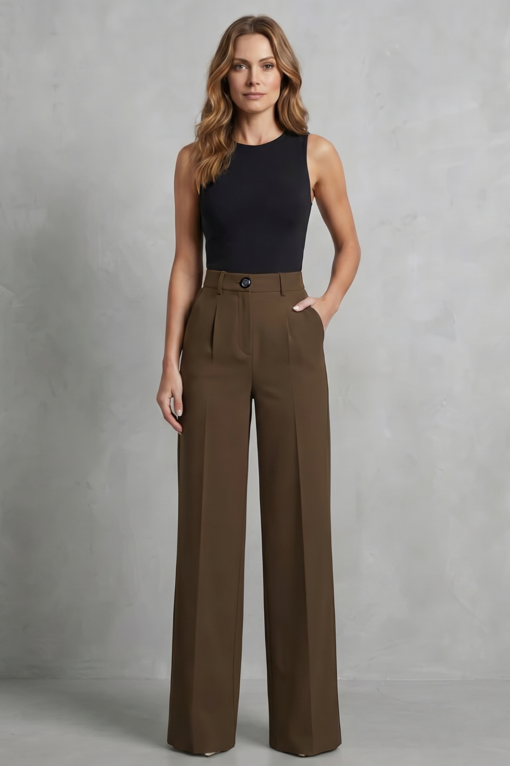 Elozane – Tailored pleats – High-waist wide-leg trousers-10507987943767-OLVIA ROSE LONDON