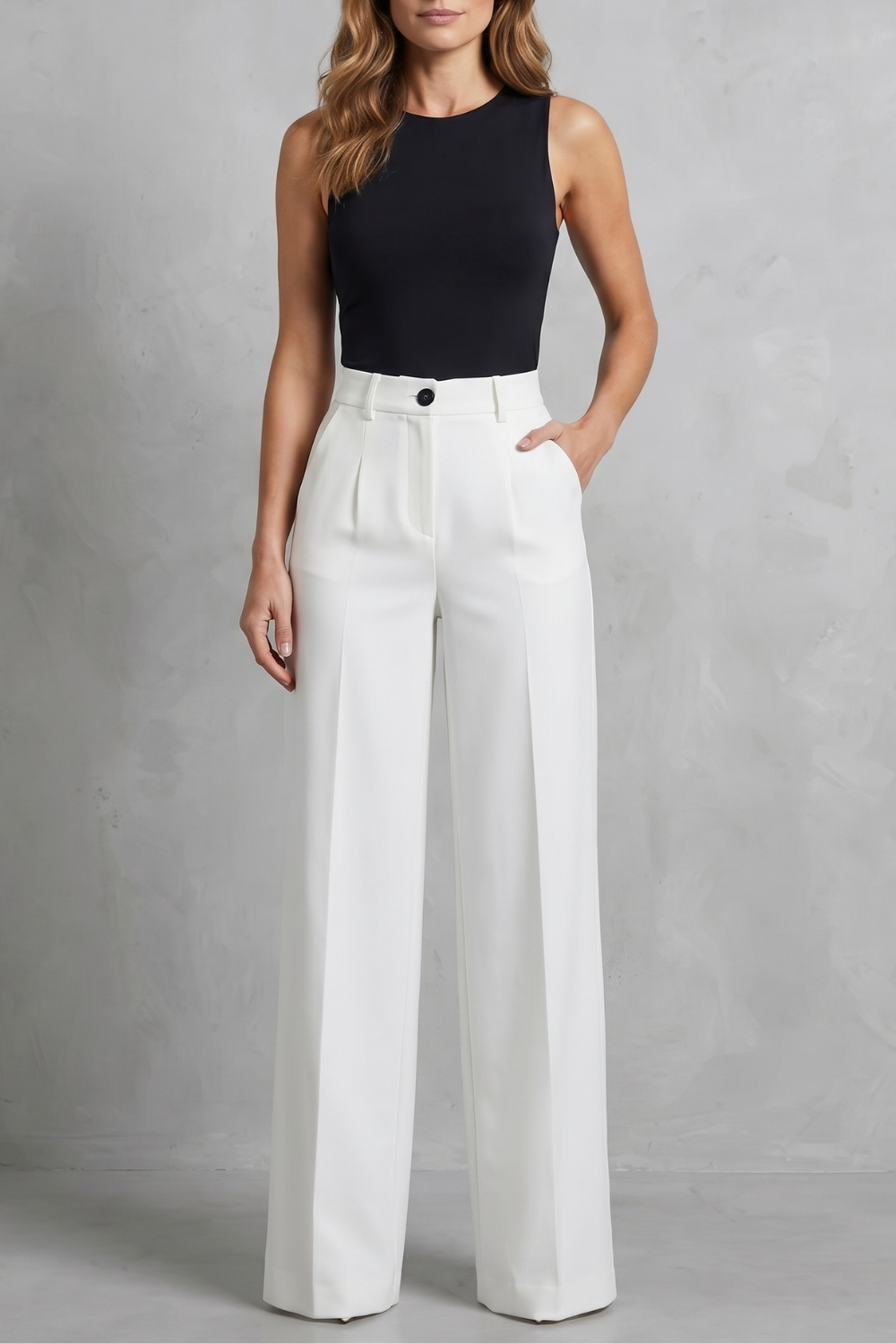 Elozane – Tailored pleats – High-waist wide-leg trousers-10507987943767-OLVIA ROSE LONDON