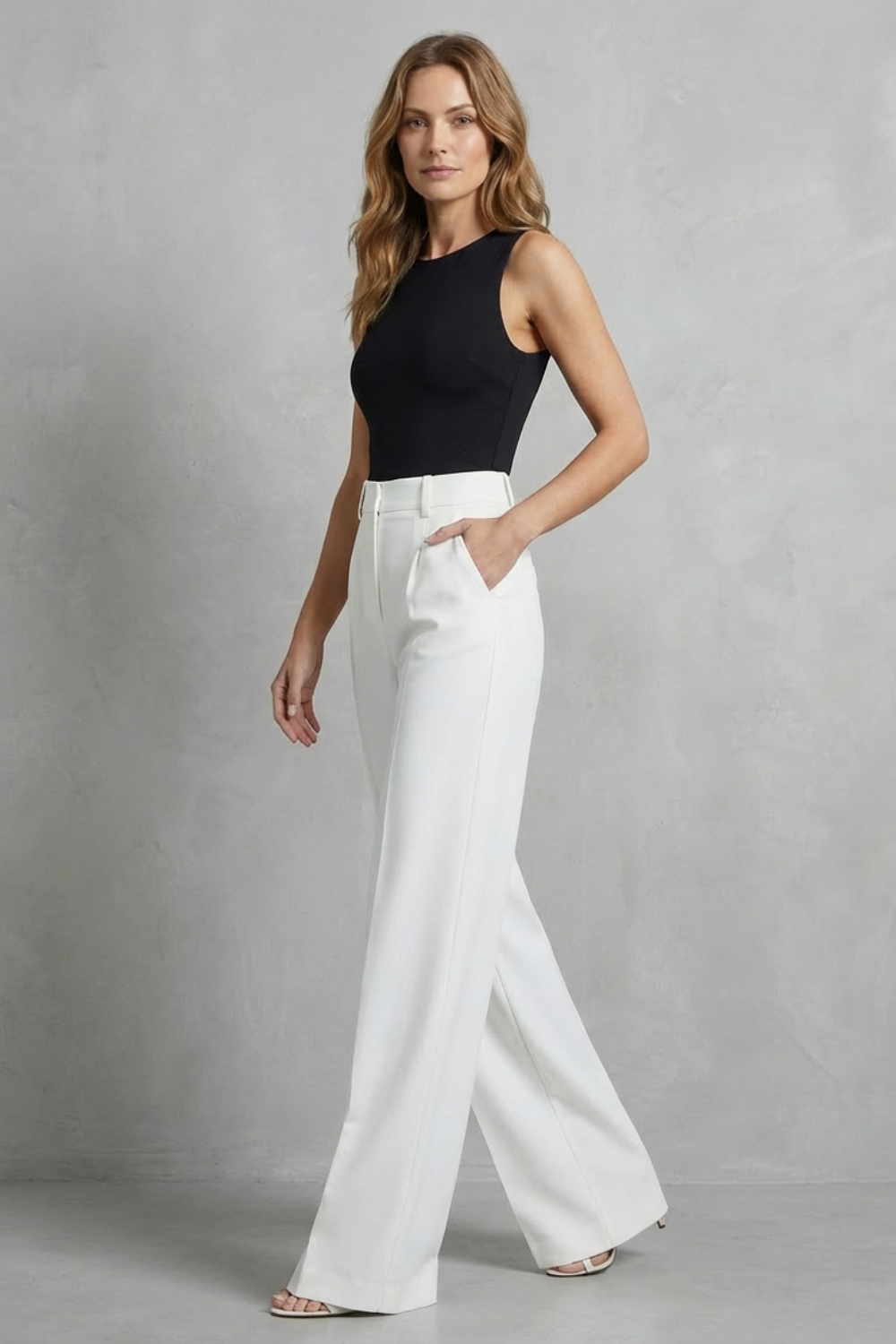 Elozane – Tailored pleats – High-waist wide-leg trousers-10507987943767-OLVIA ROSE LONDON