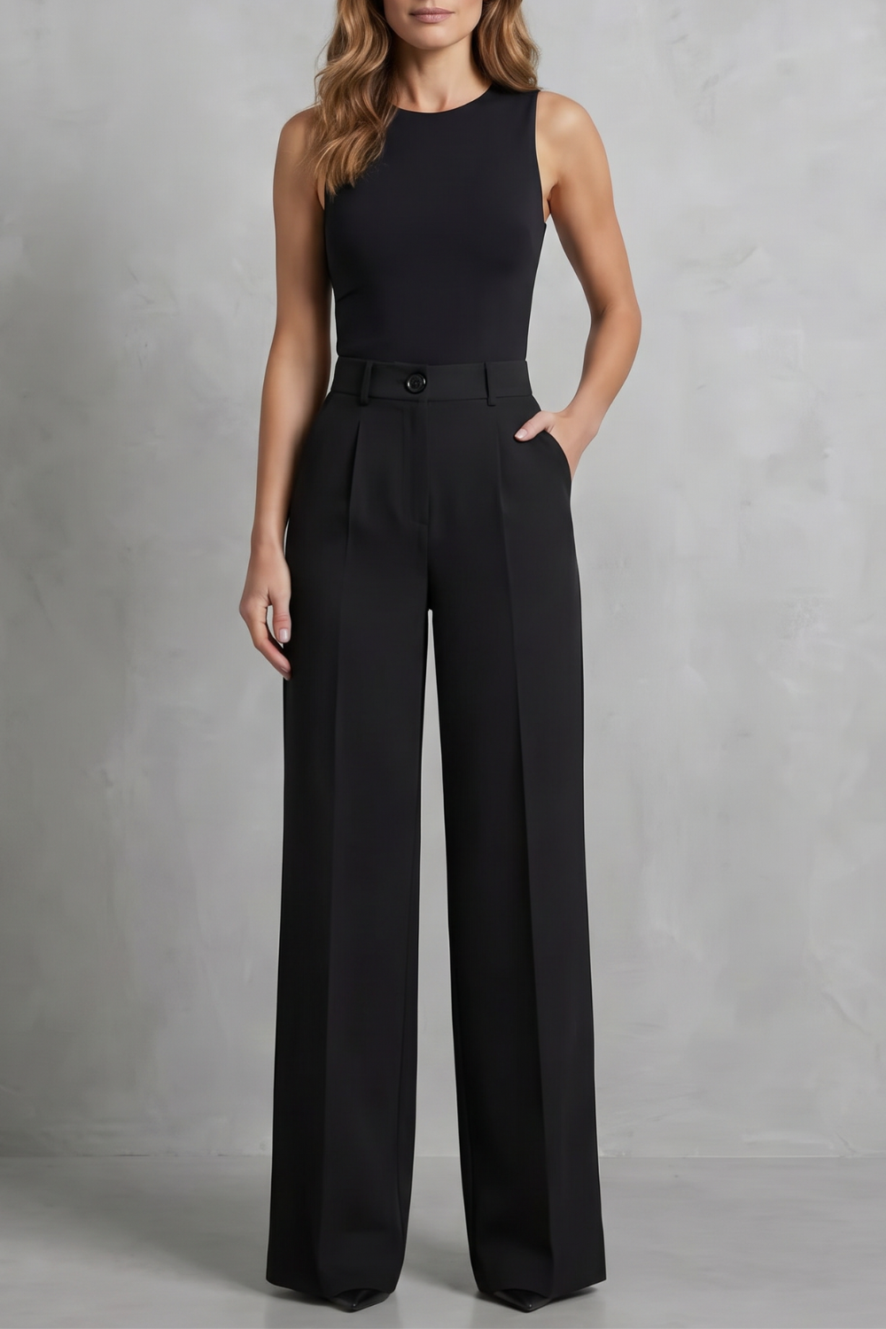 Elozane – Tailored pleats – High-waist wide-leg trousers-10507987943767-OLVIA ROSE LONDON