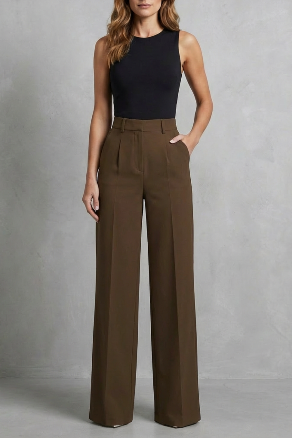 Elozane – Tailored pleats – High-waist wide-leg trousers-10507987943767-OLVIA ROSE LONDON
