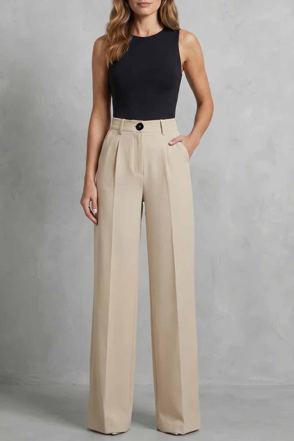 Elozane – Tailored pleats – High-waist wide-leg trousers-10507987943767-OLVIA ROSE LONDON
