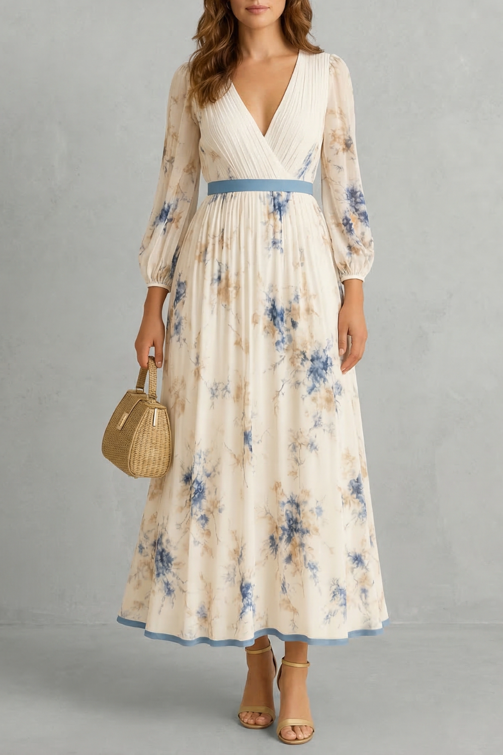 Esméline – Romantic pleats – Floral maxi dress-10619263582551-OLVIA ROSE LONDON