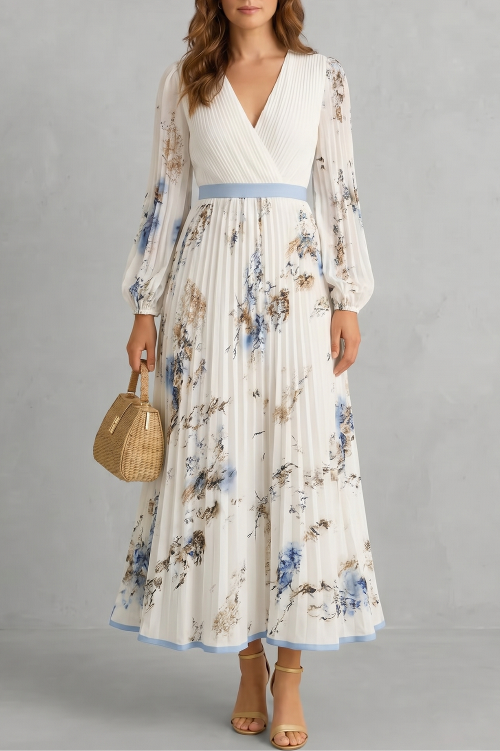 Esméline – Romantic pleats – Floral maxi dress-10619263582551-OLVIA ROSE LONDON