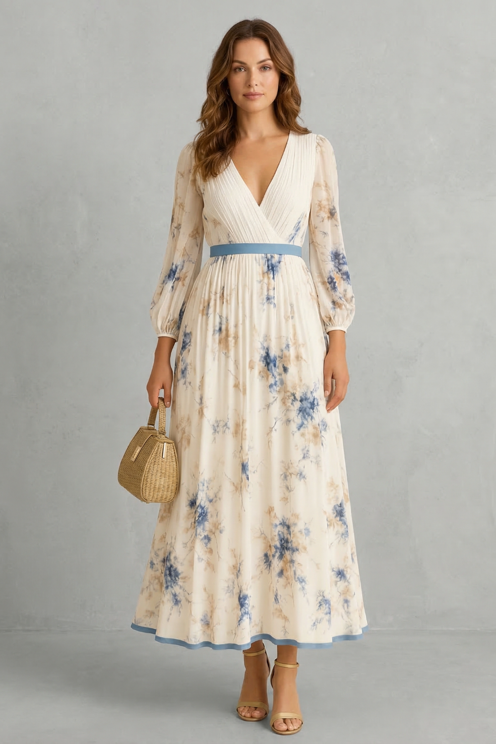 Esméline – Romantic pleats – Floral maxi dress-10619263582551-OLVIA ROSE LONDON