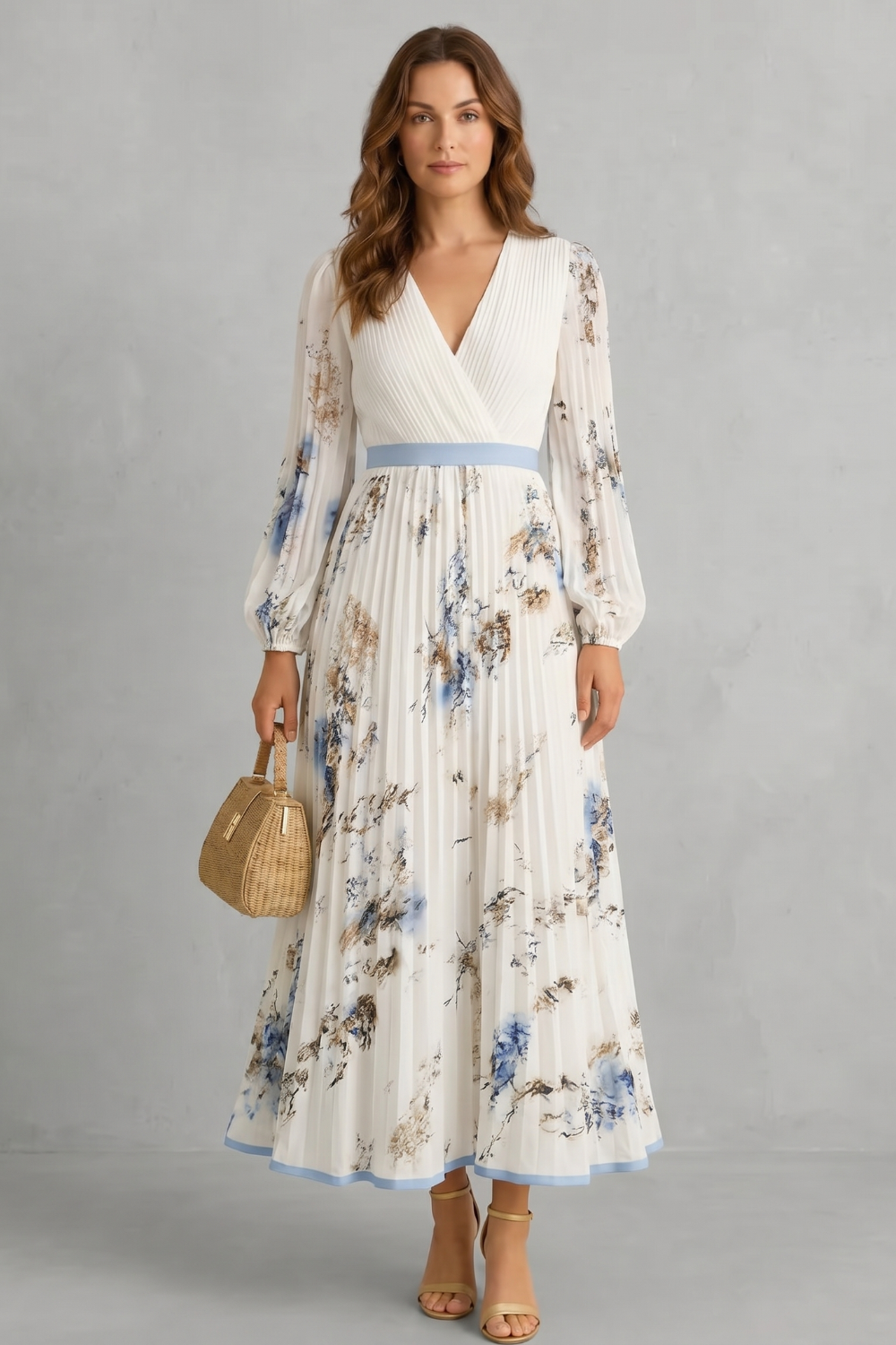 Esméline – Romantic pleats – Floral maxi dress-10619263582551-OLVIA ROSE LONDON