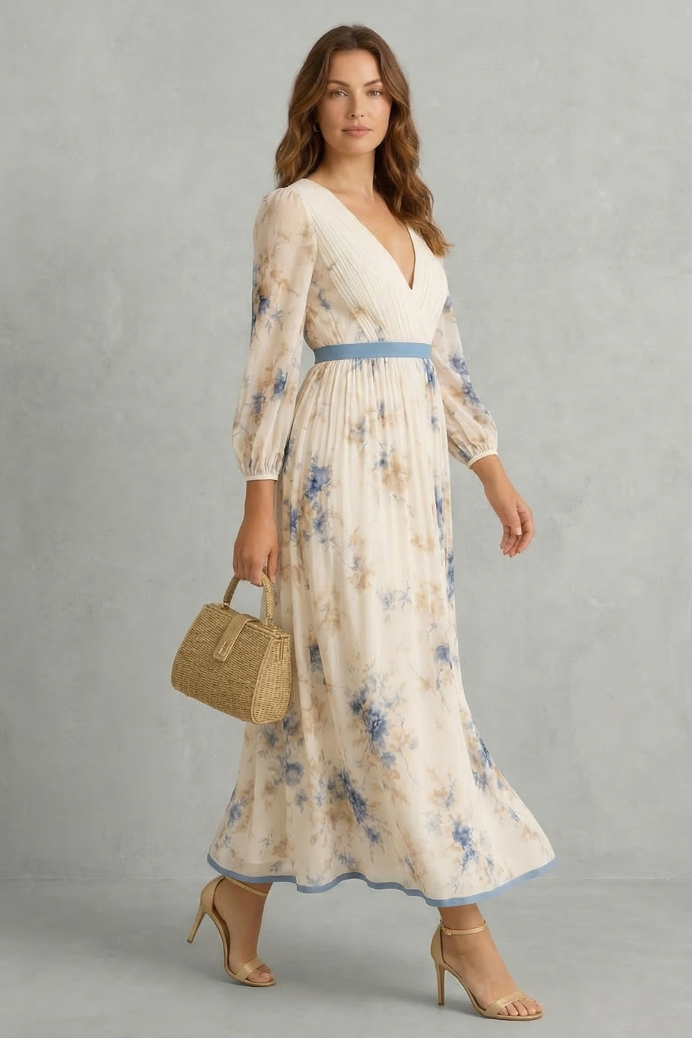 Esméline – Romantic pleats – Floral maxi dress-10619263582551-OLVIA ROSE LONDON
