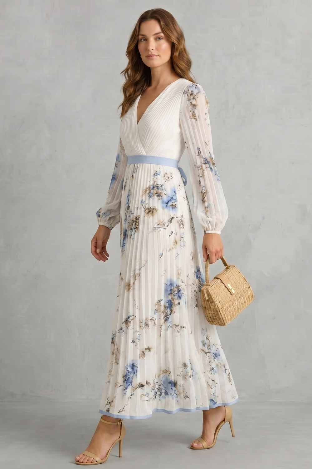 Esméline – Romantic pleats – Floral maxi dress-10619263582551-OLVIA ROSE LONDON