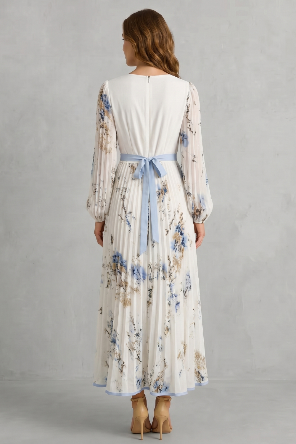 Esméline – Romantic pleats – Floral maxi dress-10619263582551-OLVIA ROSE LONDON