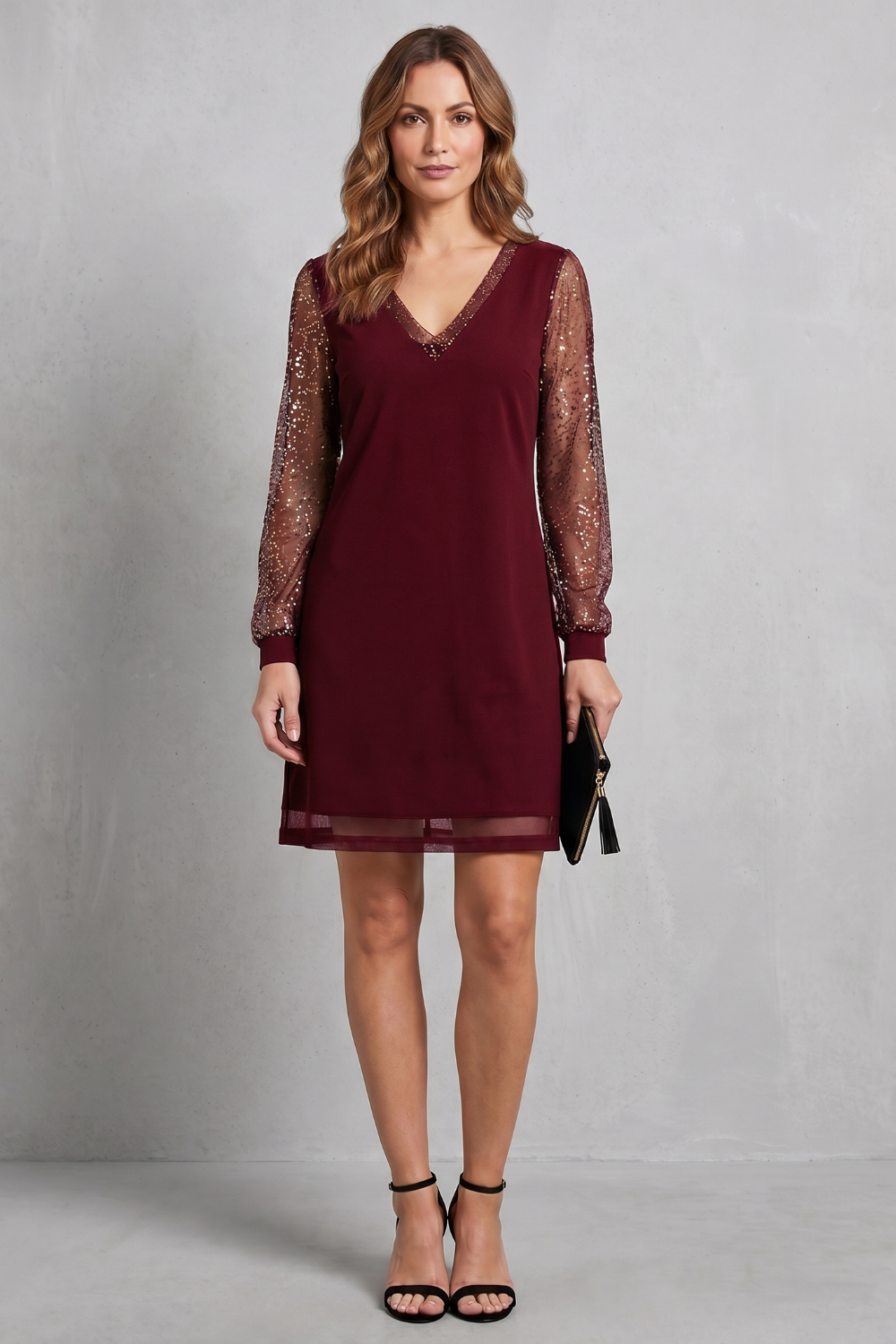 Étoilenne – Sheer sparkle sleeves – Mini dress-10911740297559-OLVIA ROSE LONDON