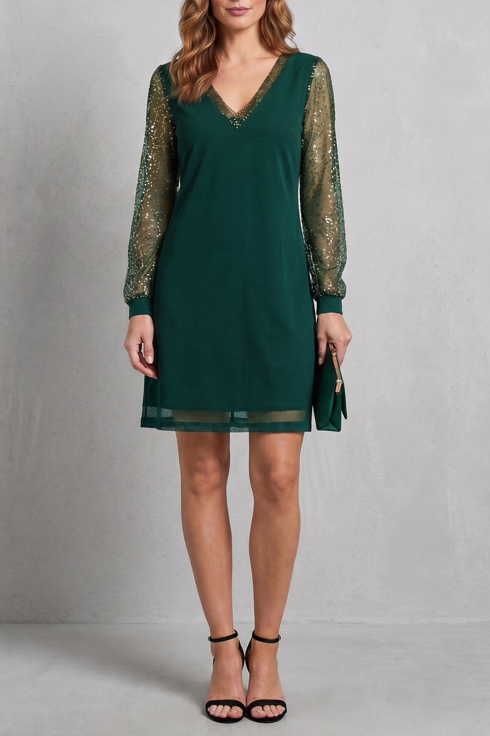 Étoilenne – Sheer sparkle sleeves – Mini dress-10911740297559-OLVIA ROSE LONDON