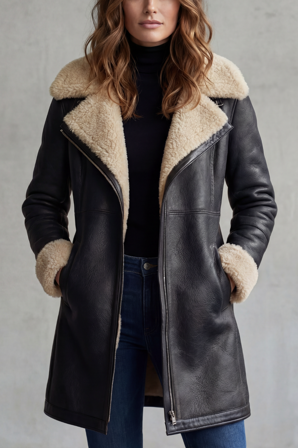Everlyn – Shearling-lined elegance – leather coat-10482669125975-OLVIA ROSE LONDON