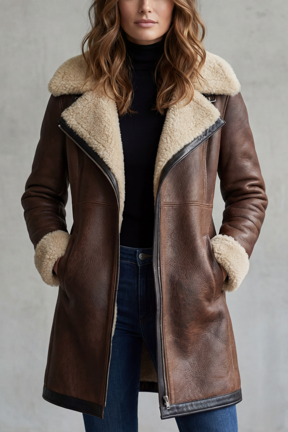 Everlyn – Shearling-lined elegance – leather coat-10482669125975-OLVIA ROSE LONDON