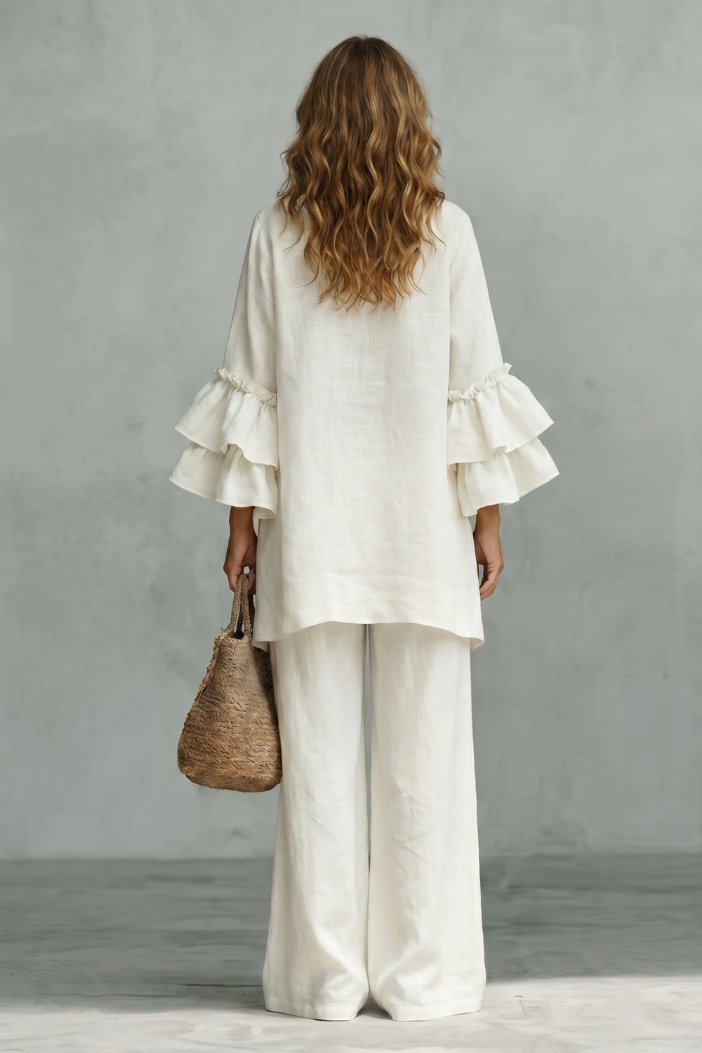 Évienne – Ruffled sleeve ease – Trouser set-10908686123351-OLVIA ROSE LONDON