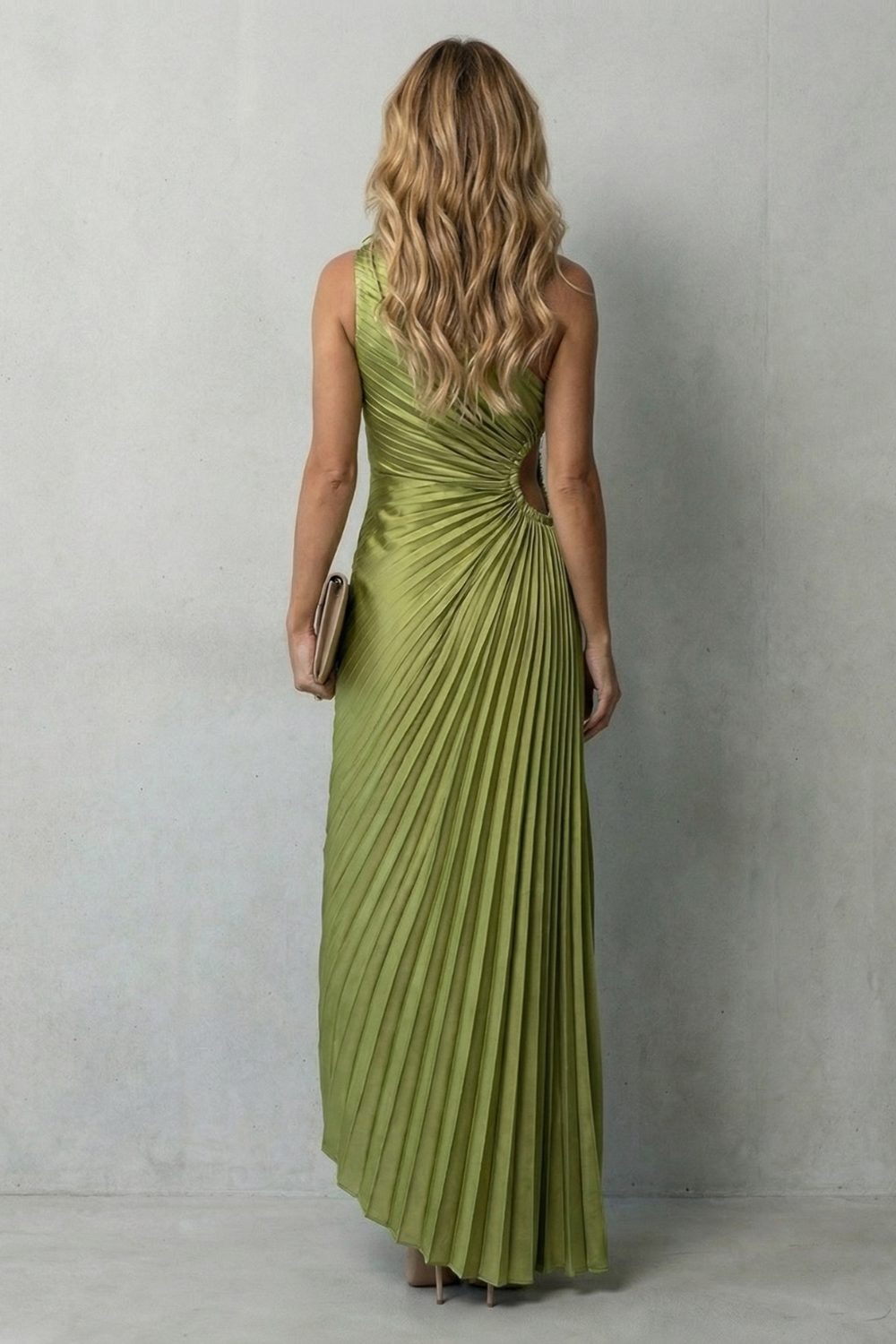 Felicity – Statement elegance – Women’s One-Shoulder Pleated Maxi Dress-10598813794647-OLVIA ROSE LONDON