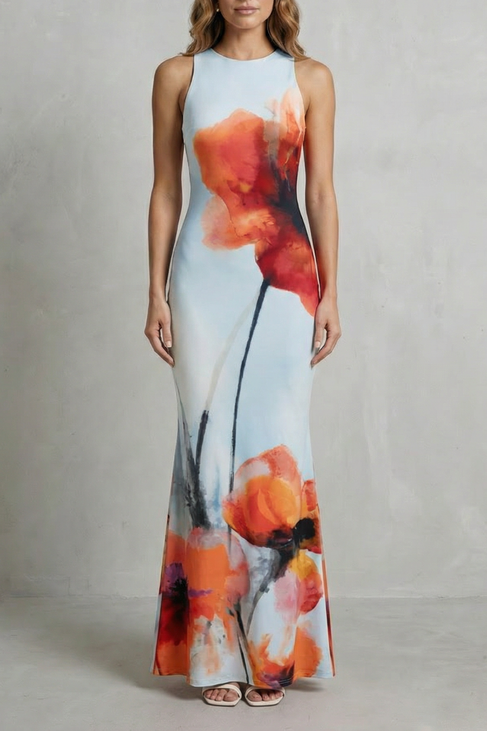 Fiorielle – Artistic floral print – Fishtail maxi dress-10747026964823-OLVIA ROSE LONDON