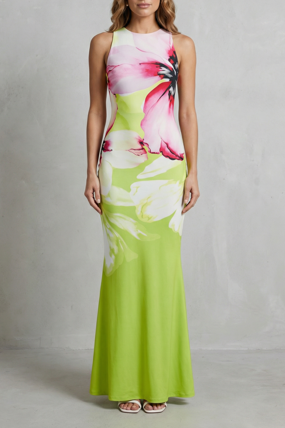 Fiorielle – Artistic floral print – Fishtail maxi dress-10747026964823-OLVIA ROSE LONDON