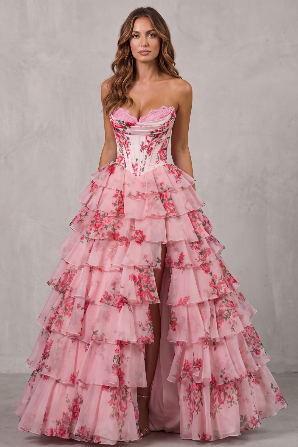 Fleurienne – Layered floral couture – Maxi dress-10755089334615-OLVIA ROSE LONDON