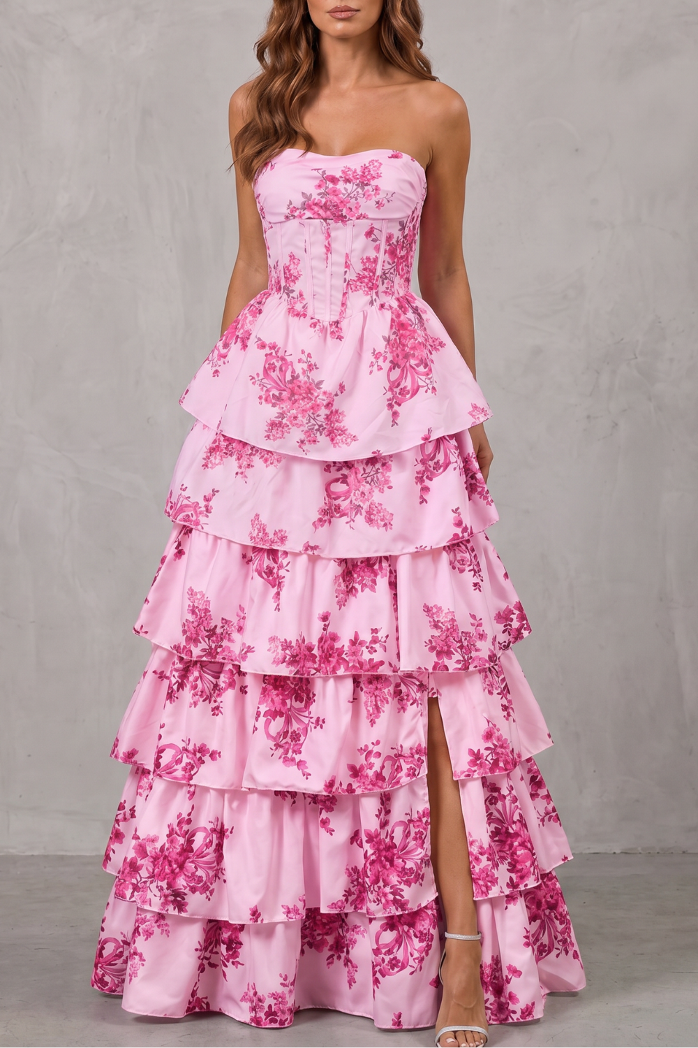 Fleurienne – Layered floral couture – Maxi dress