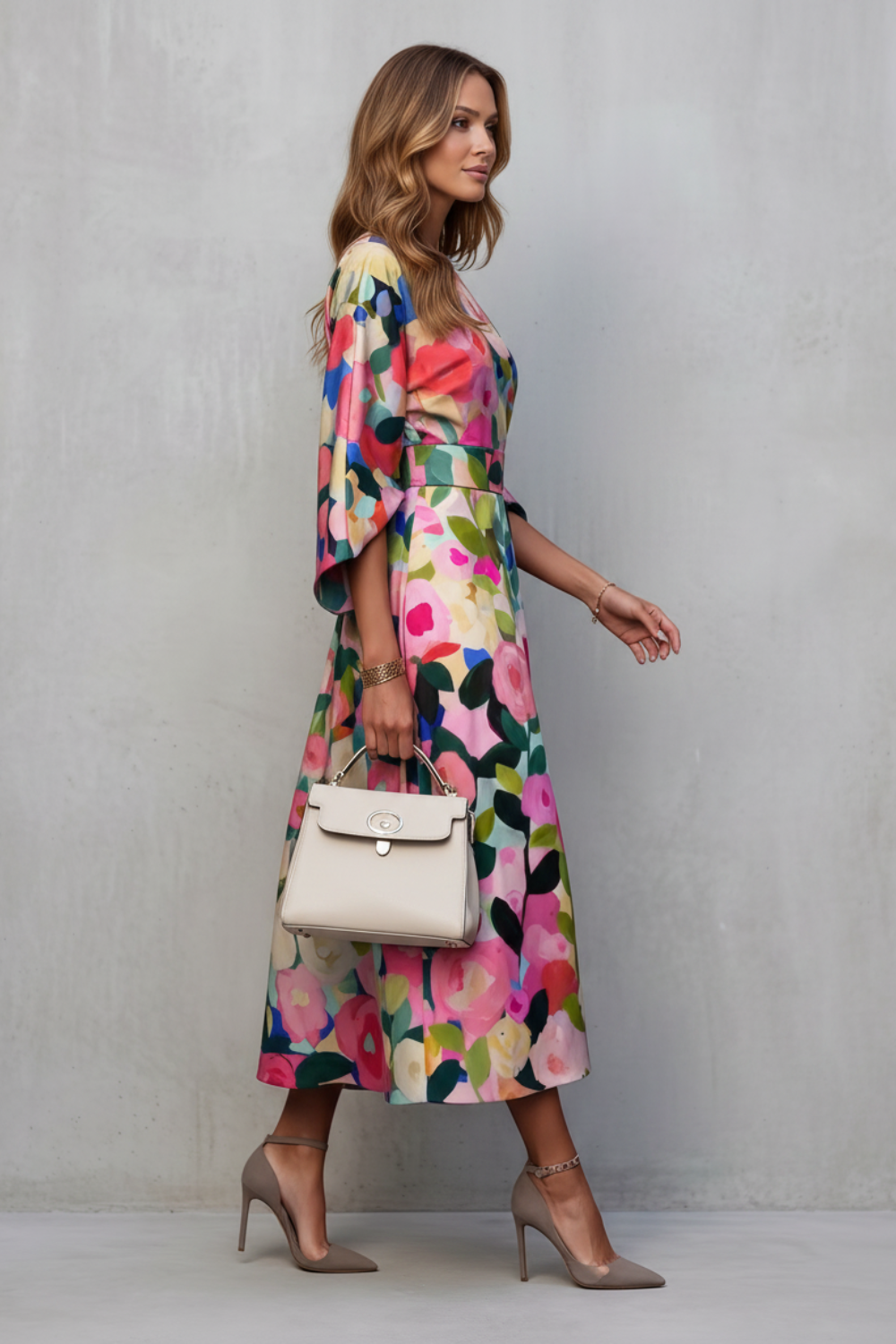 Floravie – Vibrant watercolour blooms – Midi dress-10911740494167-OLVIA ROSE LONDON