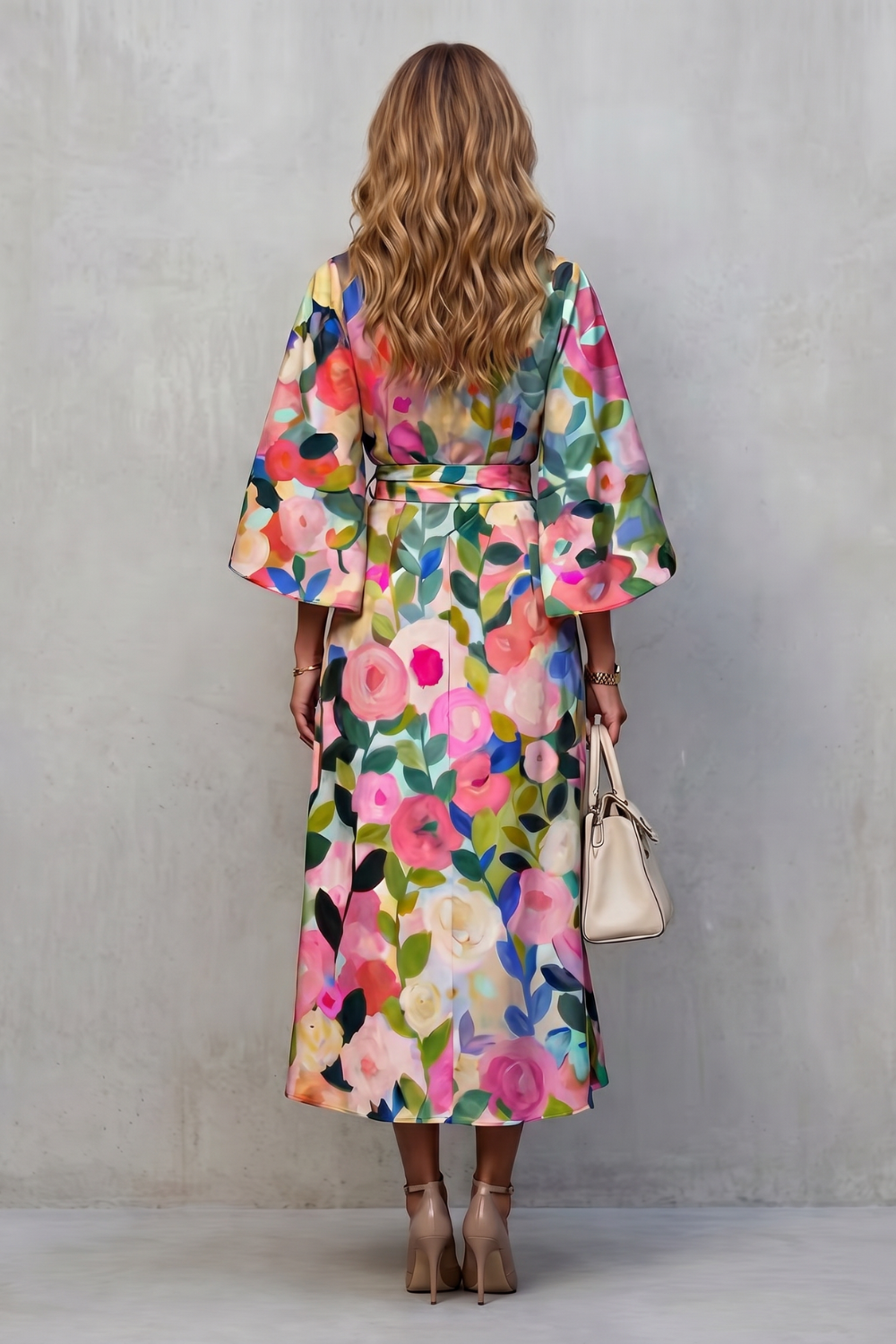 Floravie – Vibrant watercolour blooms – Midi dress-10911740494167-OLVIA ROSE LONDON