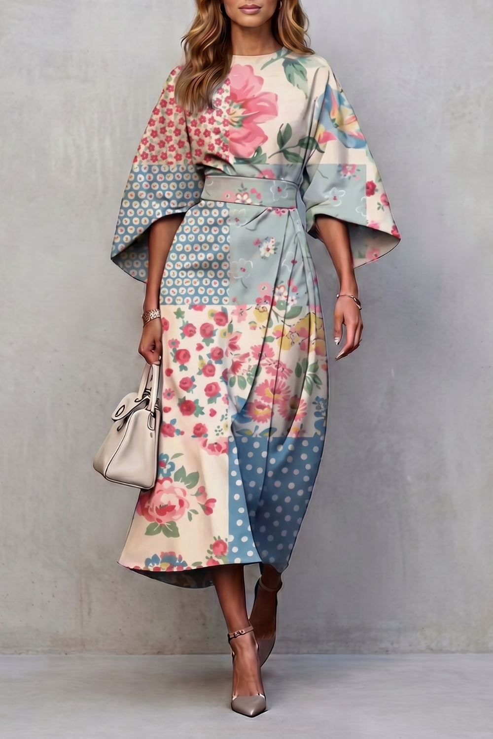 Floravie – Vibrant watercolour blooms – Midi dress-10911740494167-OLVIA ROSE LONDON