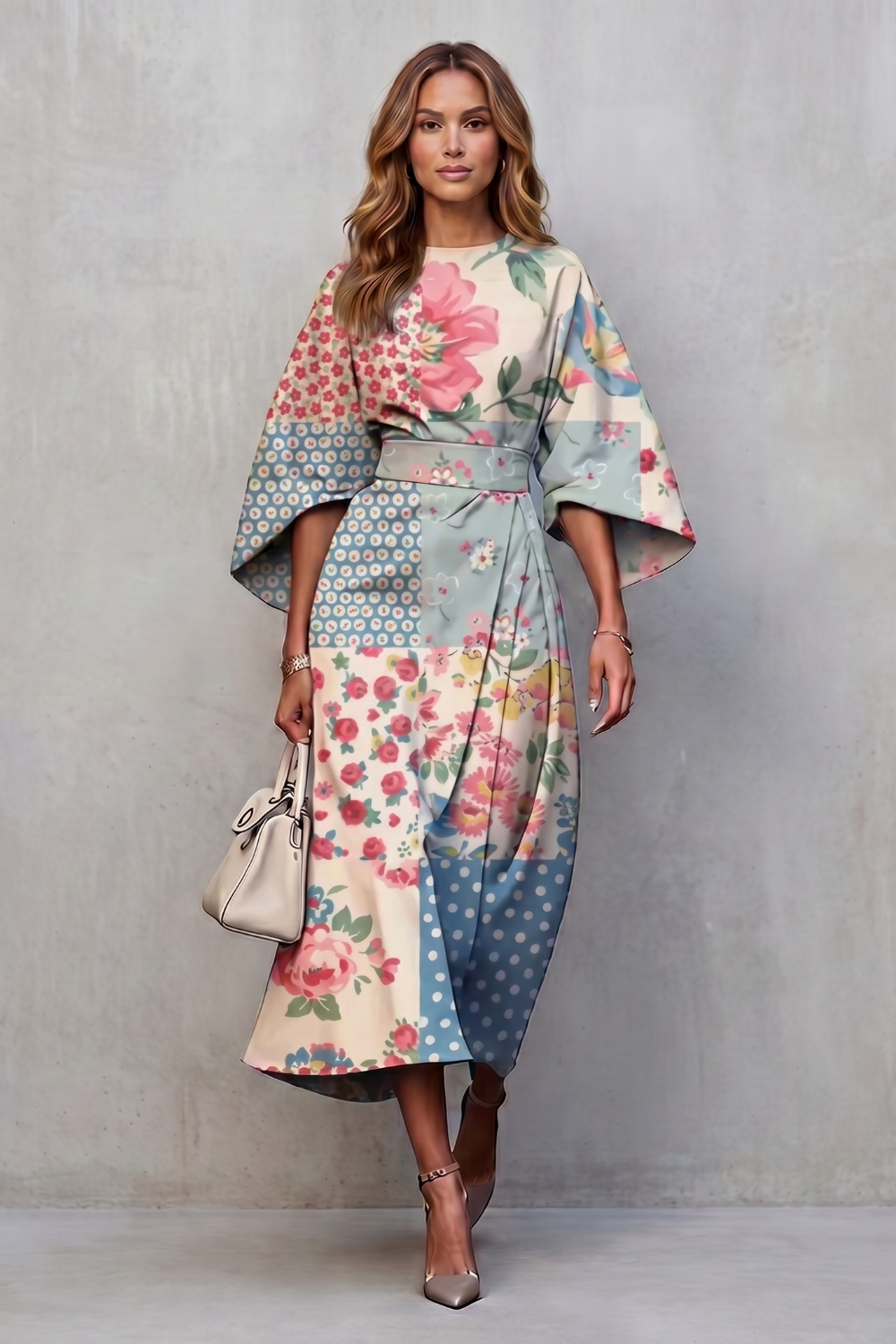 Floravie – Vibrant watercolour blooms – Midi dress-10911740494167-OLVIA ROSE LONDON