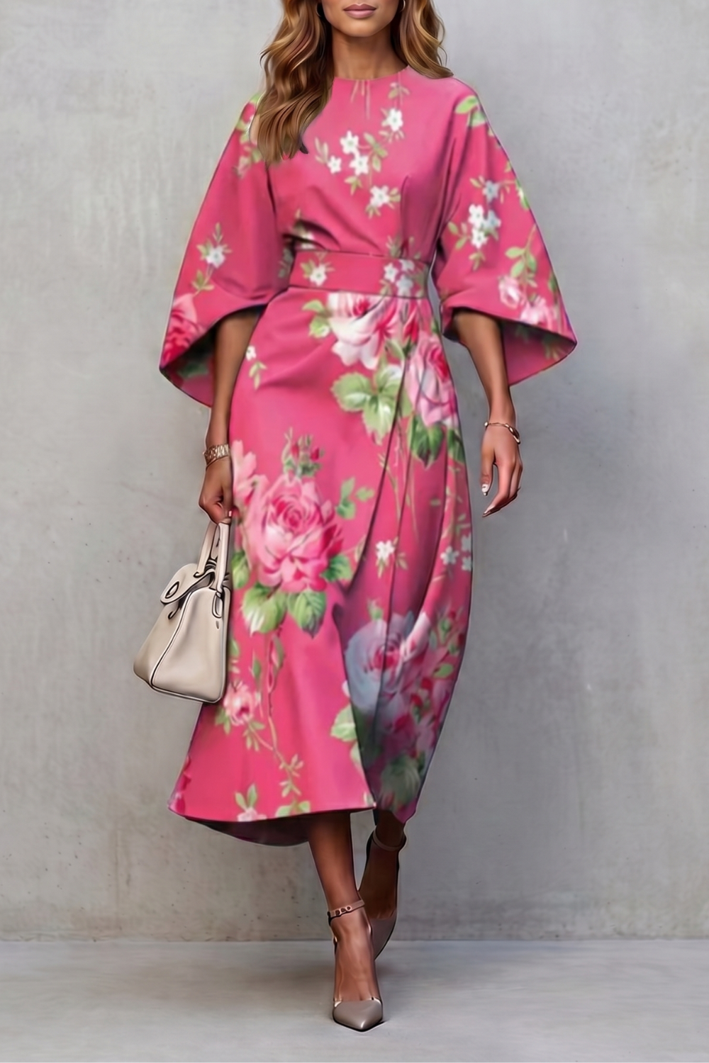 Floravie – Vibrant watercolour blooms – Midi dress-10911740494167-OLVIA ROSE LONDON